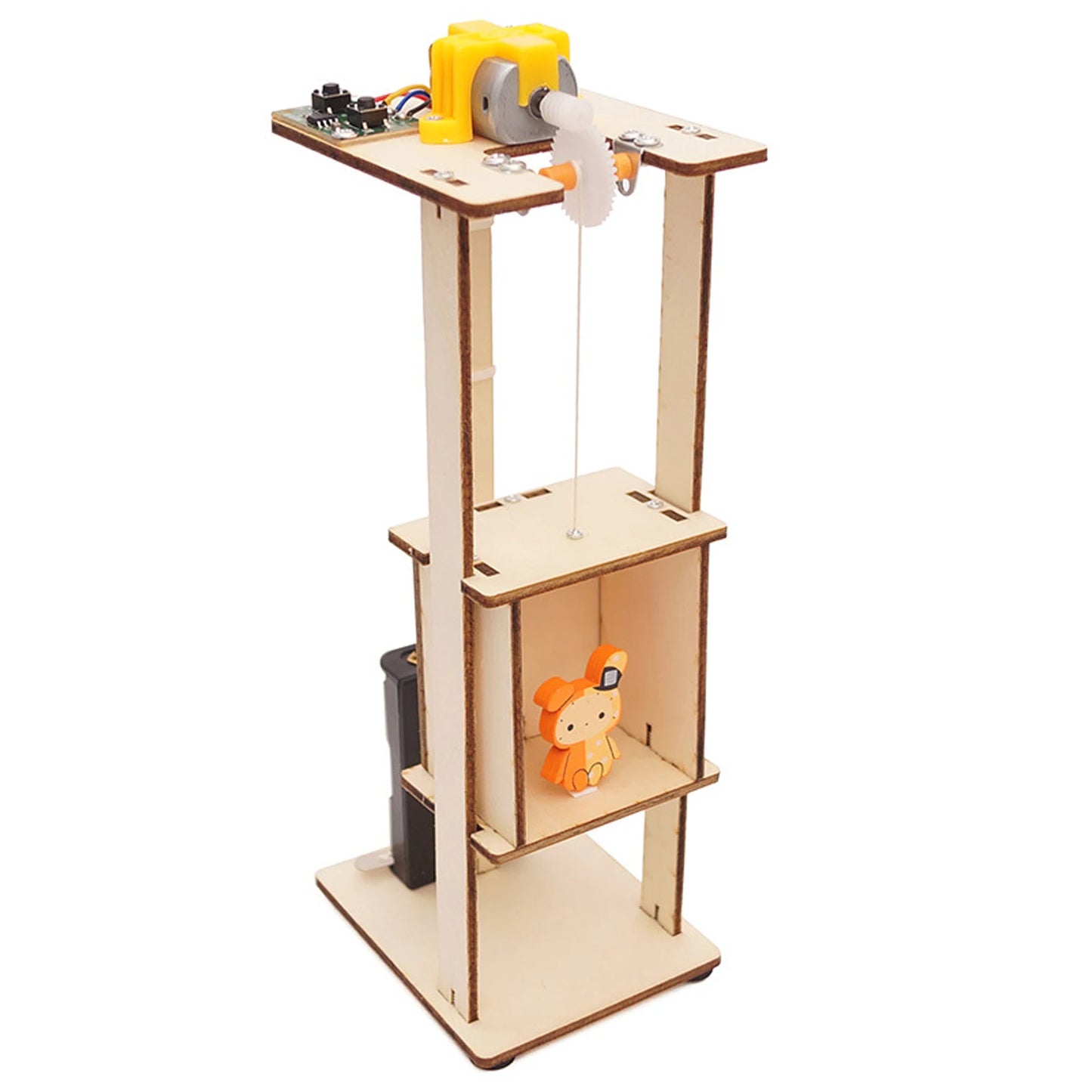 DIY Wooden Remote Control Electric Lift Elevator Puzzles Toys