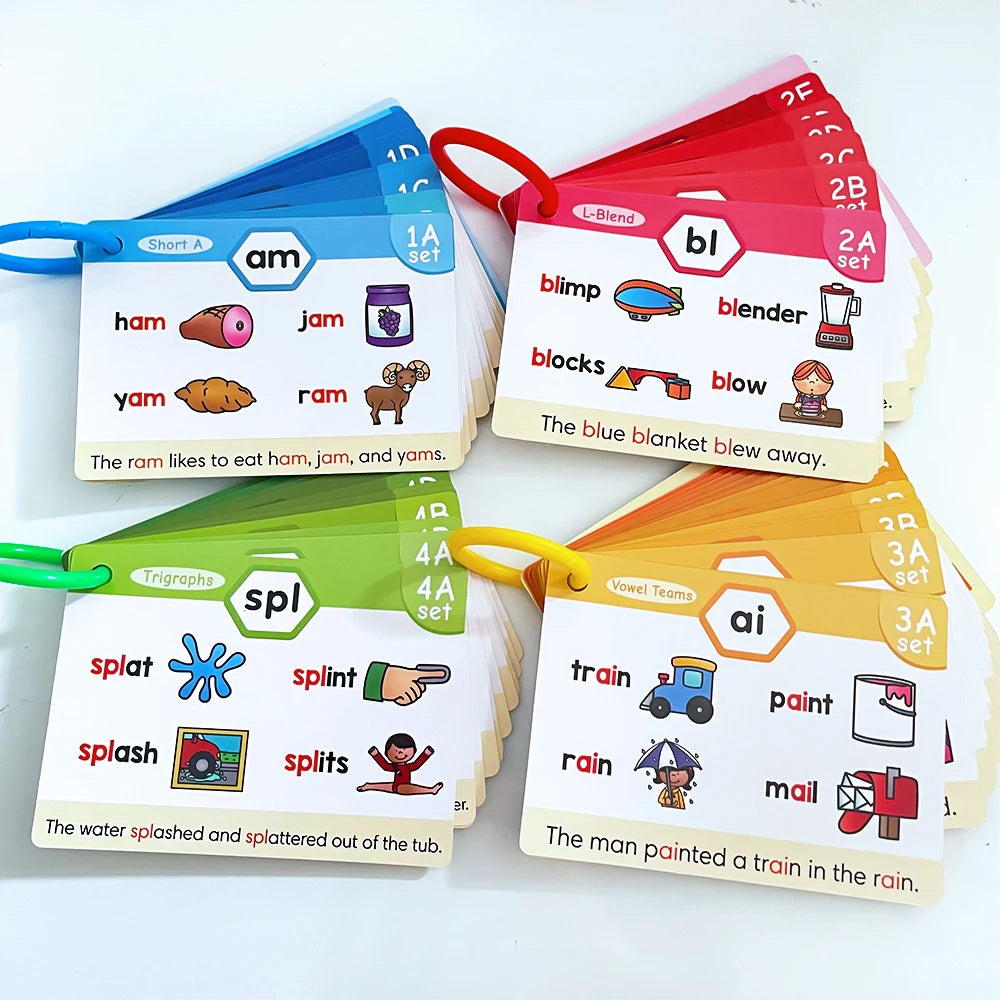 65Pcs Phonics Flashcards Set Toys