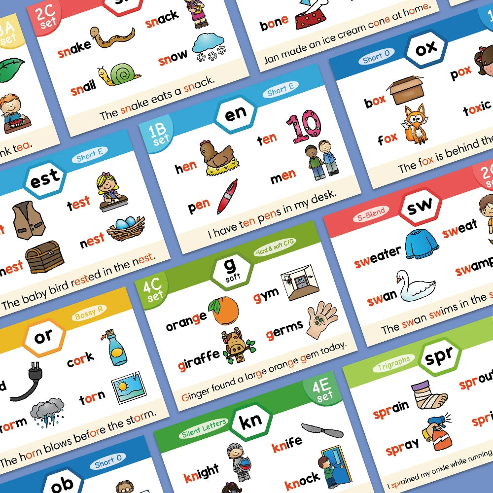 65Pcs Phonics Flashcards Set Toys