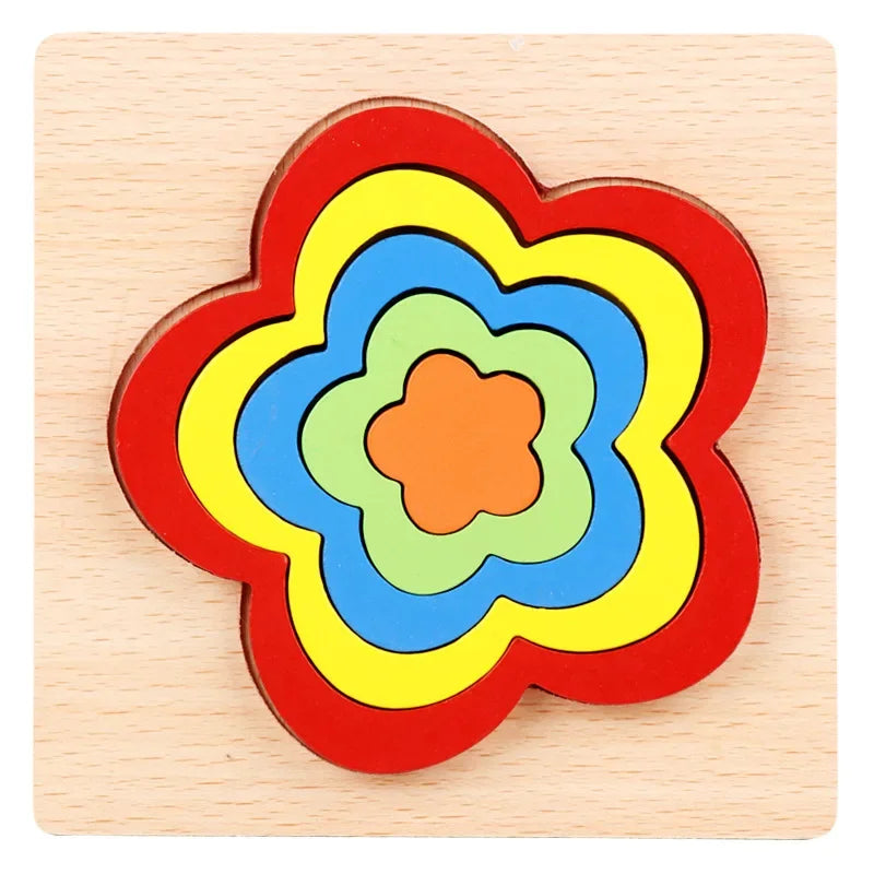 Colorful Wooden Geometric Shapes Puzzle Toys