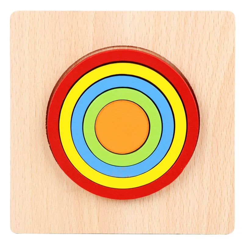 Colorful Wooden Geometric Shapes Puzzle Toys