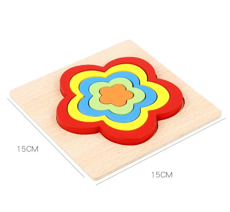 Colorful Wooden Geometric Shapes Puzzle Toys