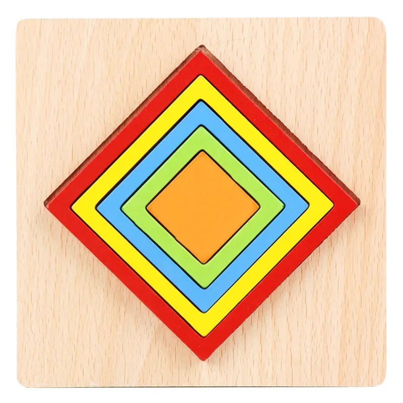 Colorful Wooden Geometric Shapes Puzzle Toys