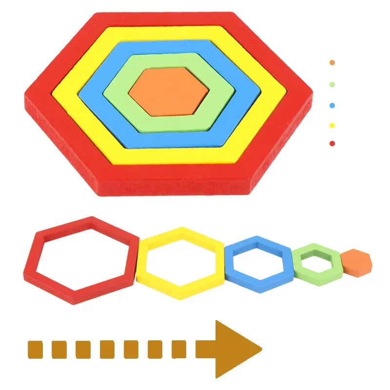 Colorful Wooden Geometric Shapes Puzzle Toys