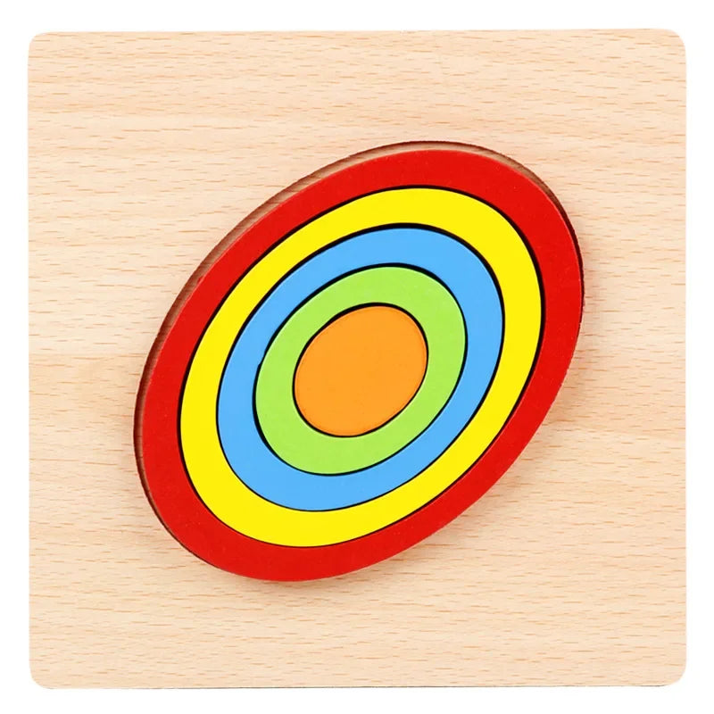 Colorful Wooden Geometric Shapes Puzzle Toys
