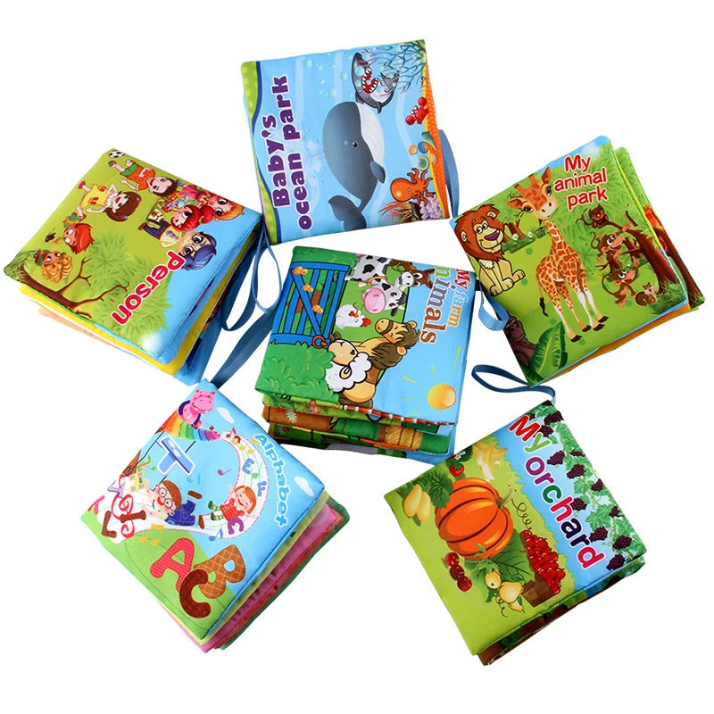 0-12Monthes Baby Cloth Book Fruits Animals Cognize Puzzle Book Infant Kids Early Learning Educational Fabric Books Toys