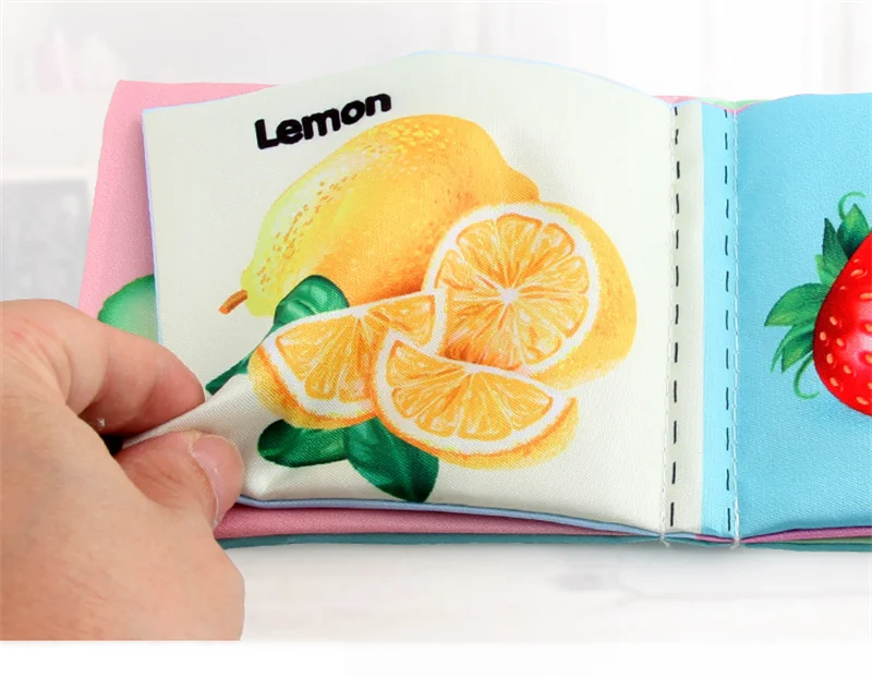 0-12Monthes Baby Cloth Book Fruits Animals Cognize Puzzle Book Infant Kids Early Learning Educational Fabric Books Toys