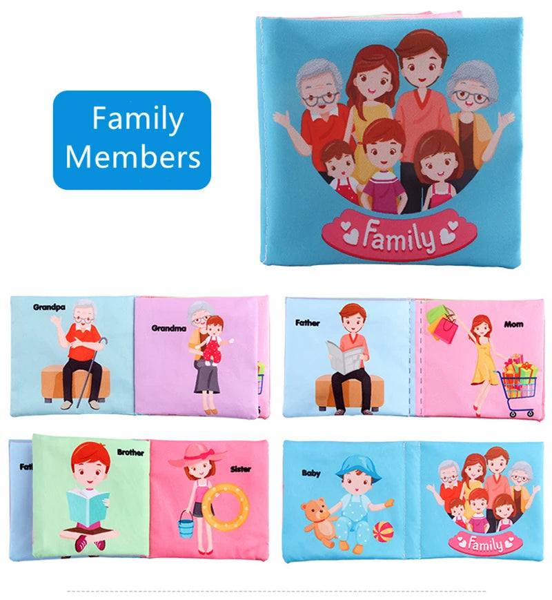 0-12Monthes Baby Cloth Book Fruits Animals Cognize Puzzle Book Infant Kids Early Learning Educational Fabric Books Toys