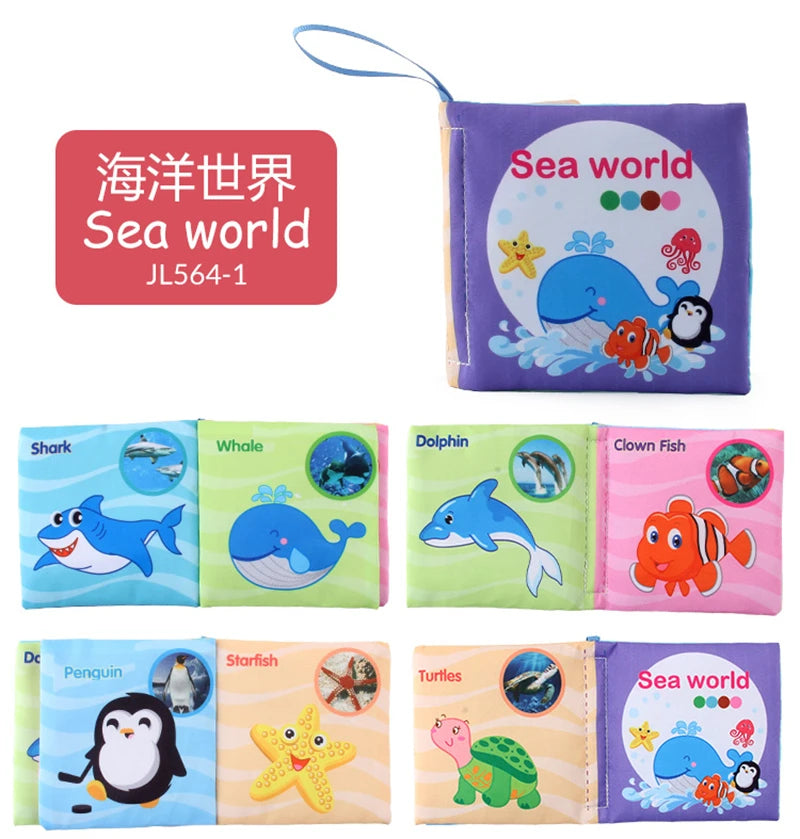 0-12Monthes Baby Cloth Book Fruits Animals Cognize Puzzle Book Infant Kids Early Learning Educational Fabric Books Toys