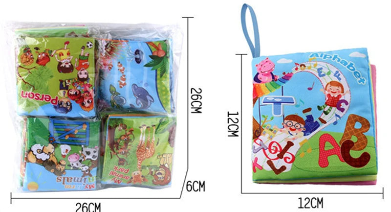 0-12Monthes Baby Cloth Book Fruits Animals Cognize Puzzle Book Infant Kids Early Learning Educational Fabric Books Toys