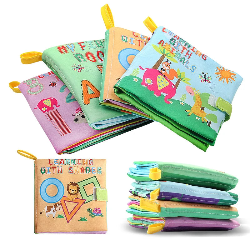 0-12Monthes Baby Cloth Book Fruits Animals Cognize Puzzle Book Infant Kids Early Learning Educational Fabric Books Toys