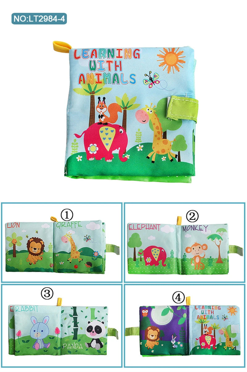 0-12Monthes Baby Cloth Book Fruits Animals Cognize Puzzle Book Infant Kids Early Learning Educational Fabric Books Toys