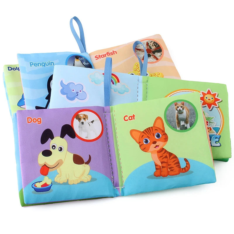 0-12Monthes Baby Cloth Book Fruits Animals Cognize Puzzle Book Infant Kids Early Learning Educational Fabric Books Toys