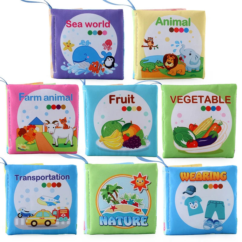 0-12Monthes Baby Cloth Book Fruits Animals Cognize Puzzle Book Infant Kids Early Learning Educational Fabric Books Toys