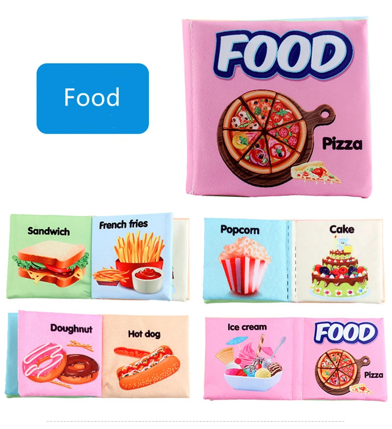 0-12Monthes Baby Cloth Book Fruits Animals Cognize Puzzle Book Infant Kids Early Learning Educational Fabric Books Toys