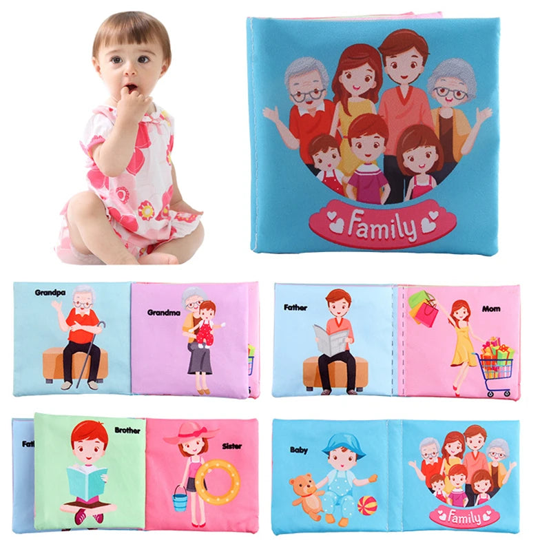 0-12Monthes Baby Cloth Book Fruits Animals Cognize Puzzle Book Infant Kids Early Learning Educational Fabric Books Toys