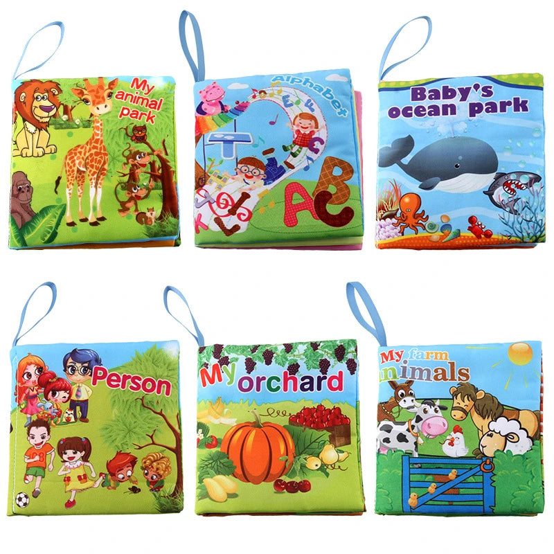 0-12Monthes Baby Cloth Book Fruits Animals Cognize Puzzle Book Infant Kids Early Learning Educational Fabric Books Toys