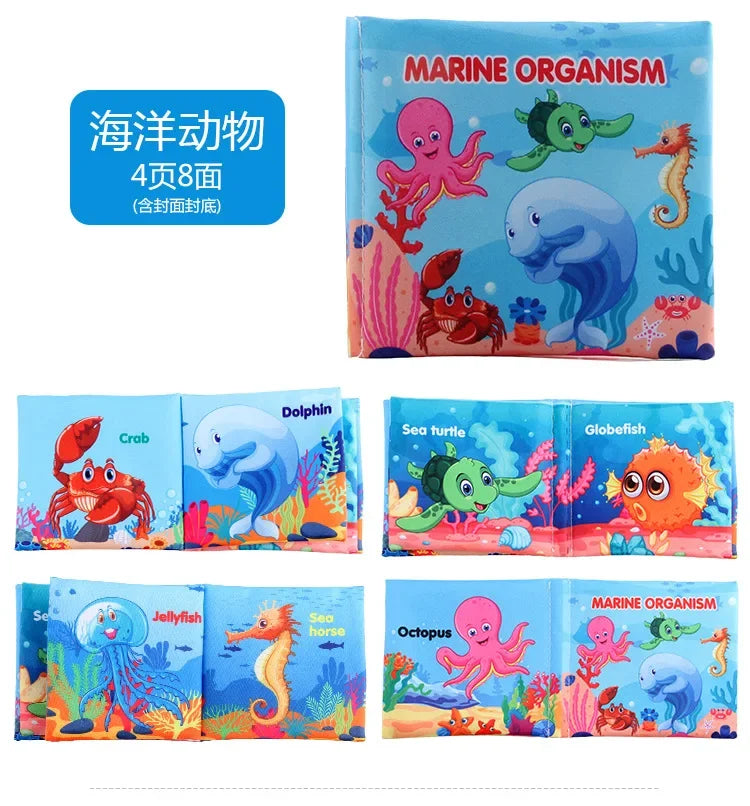 0-12Monthes Baby Cloth Book Fruits Animals Cognize Puzzle Book Infant Kids Early Learning Educational Fabric Books Toys
