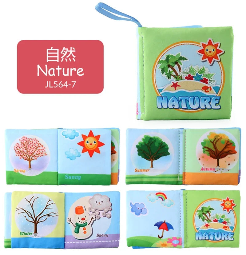 0-12Monthes Baby Cloth Book Fruits Animals Cognize Puzzle Book Infant Kids Early Learning Educational Fabric Books Toys
