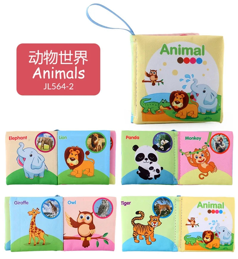 0-12Monthes Baby Cloth Book Fruits Animals Cognize Puzzle Book Infant Kids Early Learning Educational Fabric Books Toys