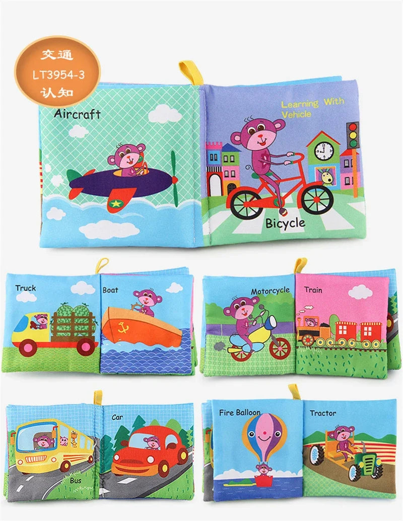 0-12Monthes Baby Cloth Book Fruits Animals Cognize Puzzle Book Infant Kids Early Learning Educational Fabric Books Toys