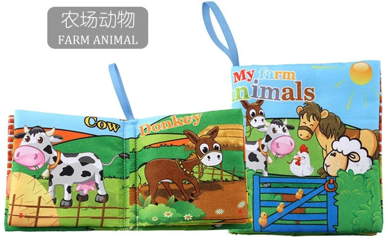 0-12Monthes Baby Cloth Book Fruits Animals Cognize Puzzle Book Infant Kids Early Learning Educational Fabric Books Toys