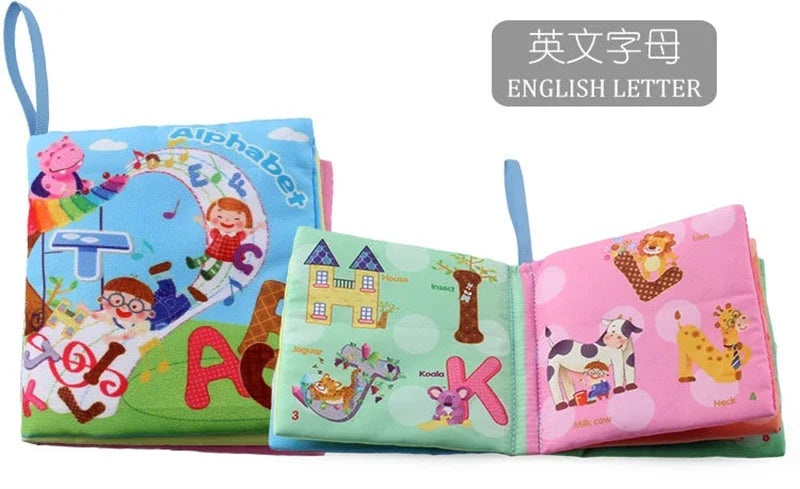 0-12Monthes Baby Cloth Book Fruits Animals Cognize Puzzle Book Infant Kids Early Learning Educational Fabric Books Toys