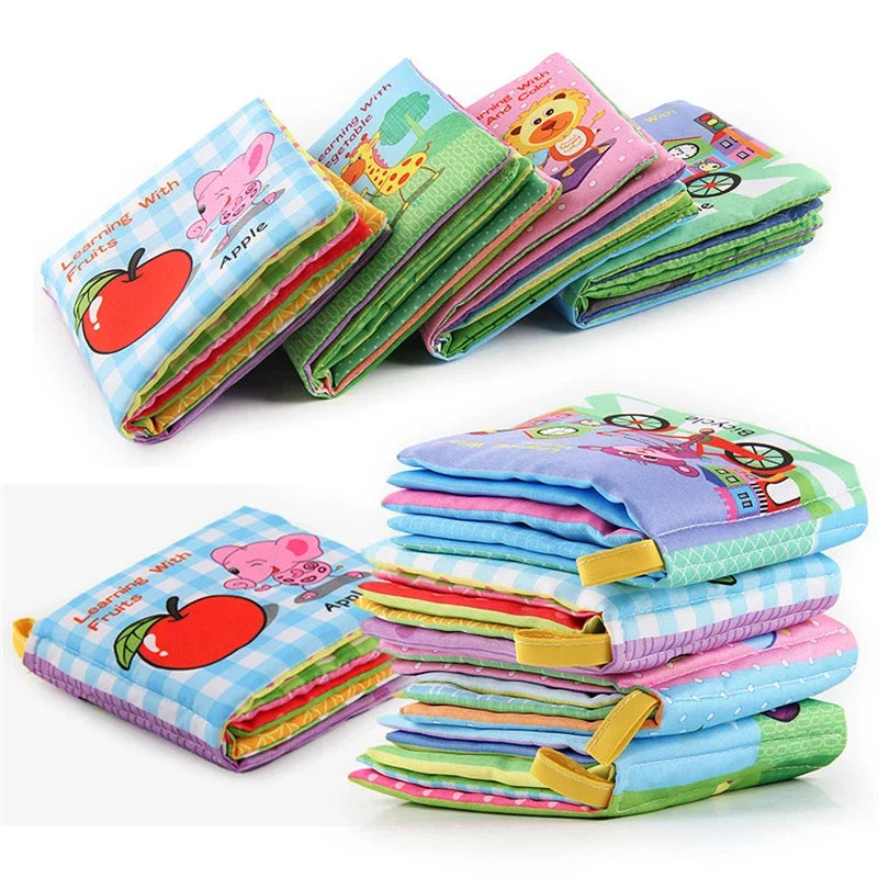 0-12Monthes Baby Cloth Book Fruits Animals Cognize Puzzle Book Infant Kids Early Learning Educational Fabric Books Toys
