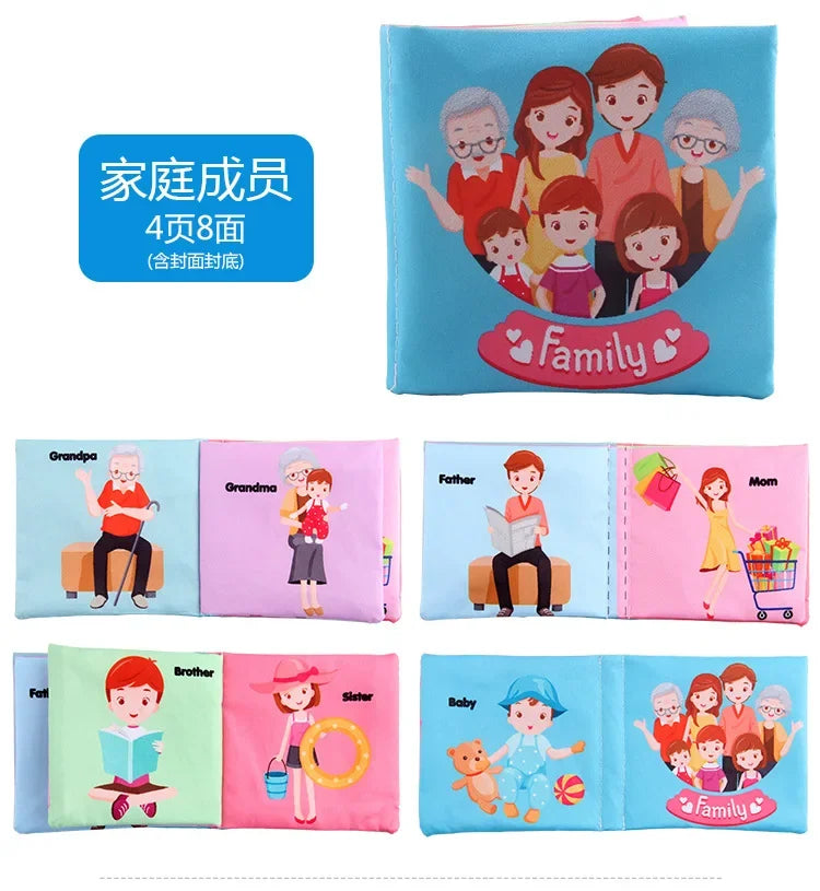 0-12Monthes Baby Cloth Book Fruits Animals Cognize Puzzle Book Infant Kids Early Learning Educational Fabric Books Toys