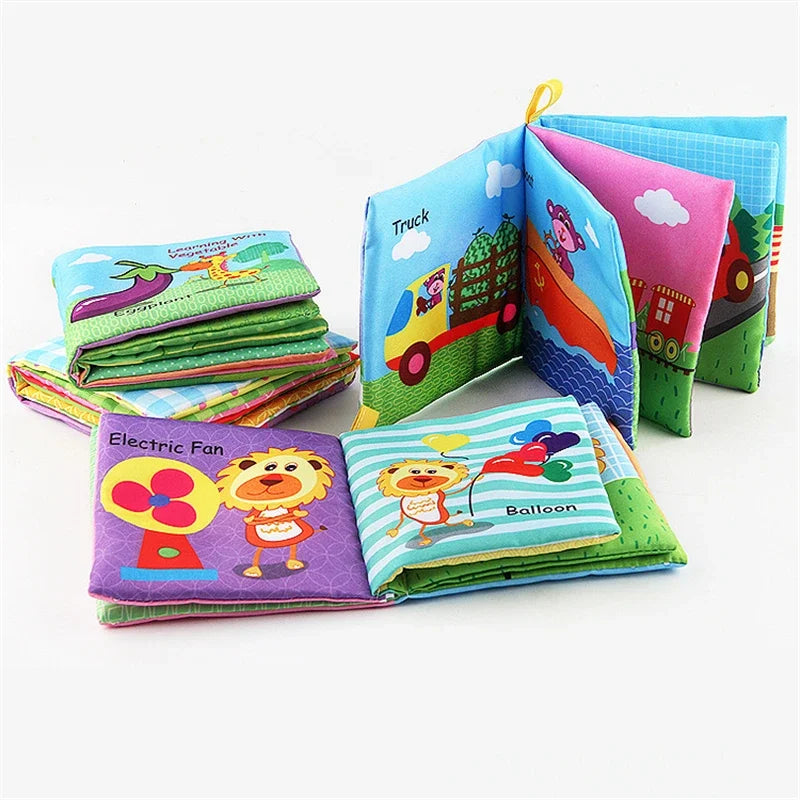 0-12Monthes Baby Cloth Book Fruits Animals Cognize Puzzle Book Infant Kids Early Learning Educational Fabric Books Toys