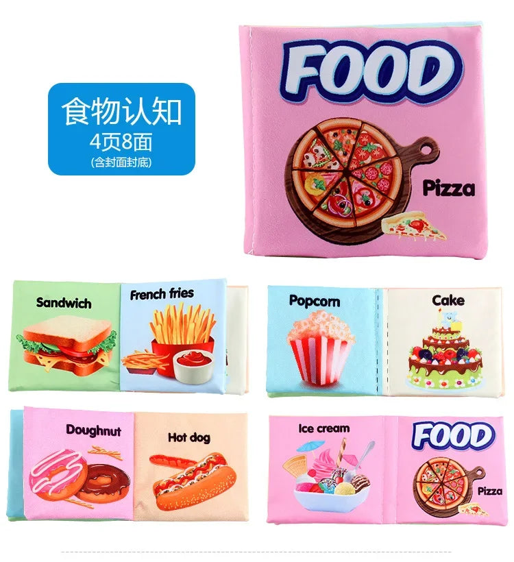 0-12Monthes Baby Cloth Book Fruits Animals Cognize Puzzle Book Infant Kids Early Learning Educational Fabric Books Toys