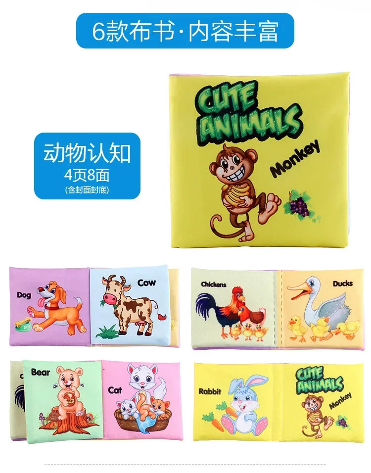 0-12Monthes Baby Cloth Book Fruits Animals Cognize Puzzle Book Infant Kids Early Learning Educational Fabric Books Toys