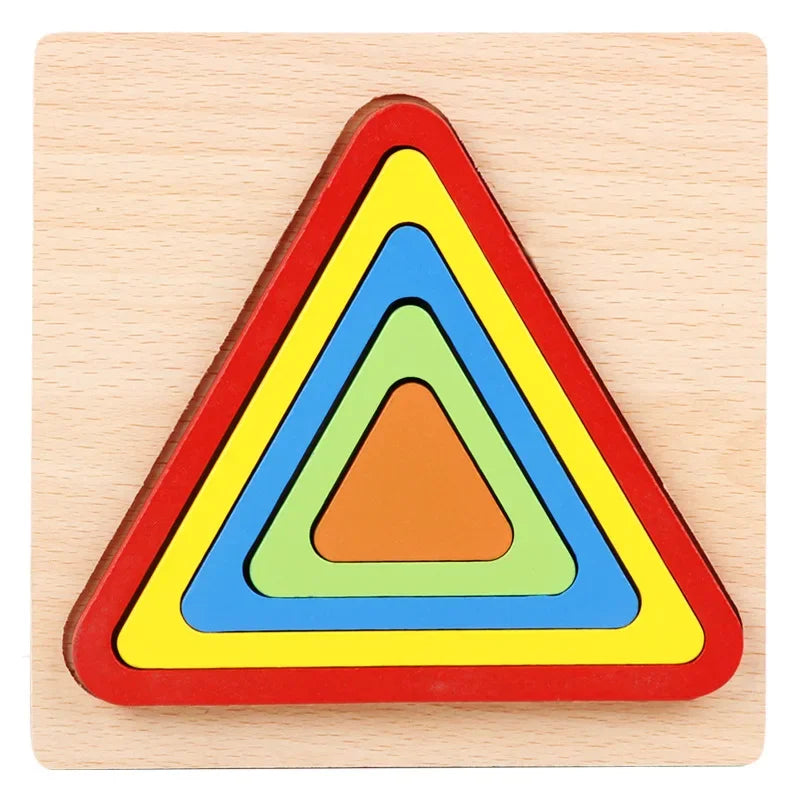 Colorful Wooden Geometric Shapes Puzzle Toys